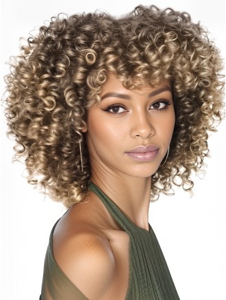 Afro Kinky Curly Wig with Bangs – Short Synthetic Wig for Black Women Wholesale