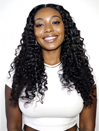 Wholesale Deep Wave Lace  Front  Wig – 18 Inch Pre-Plucked Virgin Human Hair, 150% Density