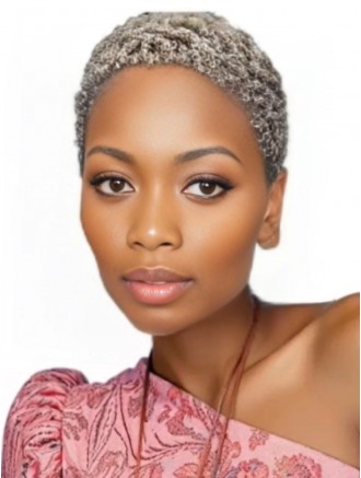 Wholesale White Short Afro Curly Wig – 4 Inch Kinky Curly Synthetic Wigs for Black Women
