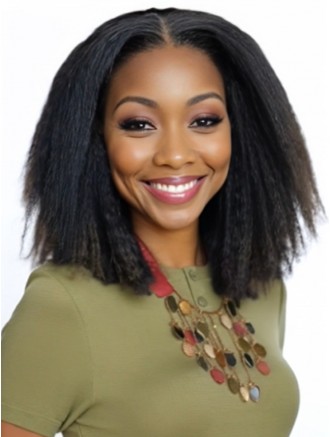 12 Inch Kinky Straight Human Hair Lace Front Bob Wig – Pre-Plucked Virgin Hair Wig Wholesale