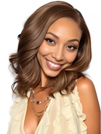 14 Inch Brown Human Hair Bob Wig – Wavy Lace Front Wig Pre Plucked for Women Wholesale
