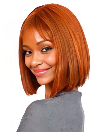 10 Inch Bright Orange Cosplay Bob Wig with Bangs – Synthetic Lace Front Wigs Wholesale