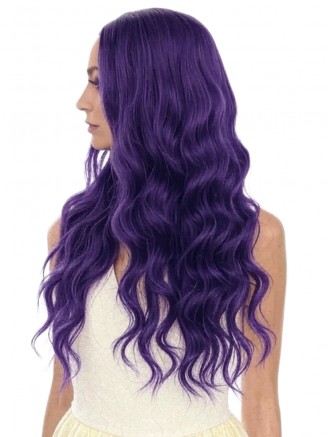 26 Inch Purple Wavy Wig  – Mono Top 100% Hand-Tied Cosplay Wig