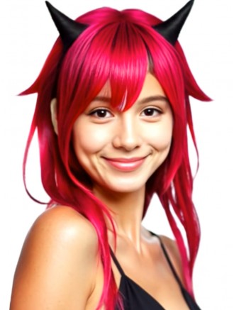 14 Inch Hot Pink Layered Straight Lace Front Synthetic Cosplay Wig