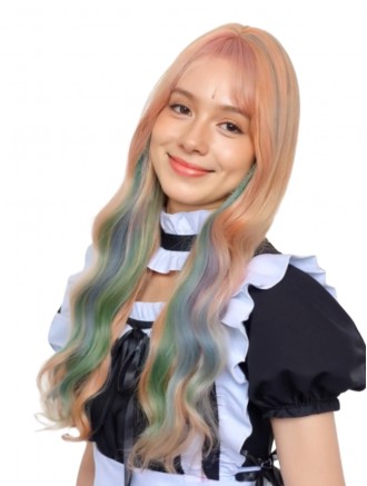 24 Inch Multicolor Wavy Cosplay Wig – Capless Synthetic – Wholesale