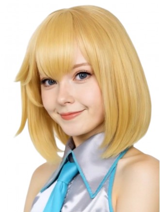 Golden Blonde Short Anime Cosplay Wig for Women – 12 Inch Synthetic Capless – Wholesale