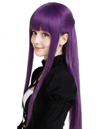 Long Straight Purple Anime Cosplay Wig for Women – 26 Inch Synthetic Capless – Wholesale