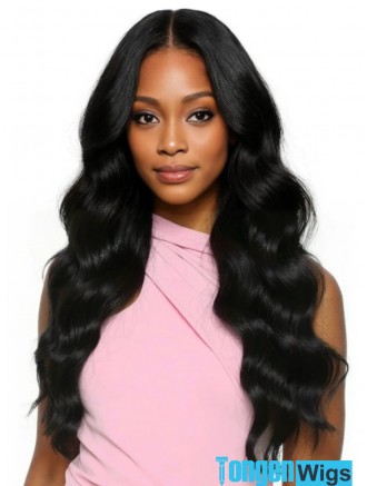 26 Inch Loose Wave Human Hair Lace Front Wig with Mono Top – Natural Black Wholesale
