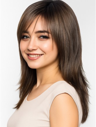Wholesale Long Straight Human Hair Wig – 20 Inch Layered Cut Brown Remy Wig for Salons & Retailers Wholesale Long Straight Human Hair Wig – 20 Inch Layered Cut Brown Remy Wig for Salons & Retailers