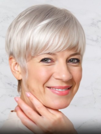 Wholesale Grey 6 Inch Short Remy Human Hair Wig – 100% Hand-Tied Straight Wig for Women