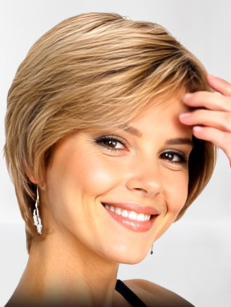 Wholesale Short Blonde Wavy Capless Synthetic Wig for Women – 7 Inch Layered Cut