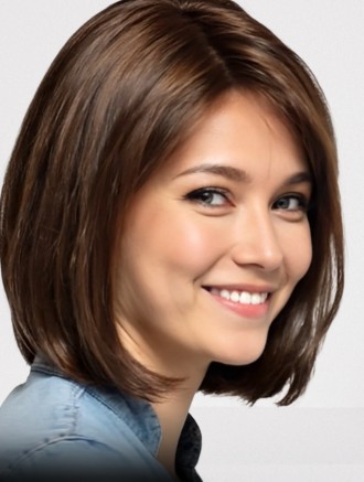 Wholesale 11 Inch Brown Bob Wigs – Remy Human Hair with Lace Front & Mono Top