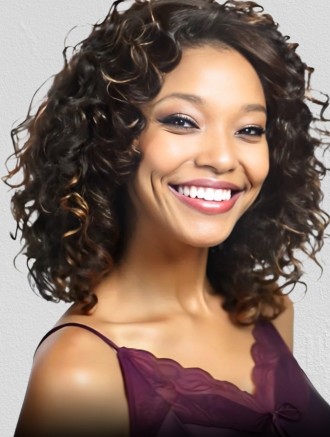 Wholesale 14 Inch African American Curly Wig – Lace Front Heat Friendly Synthetic Hair