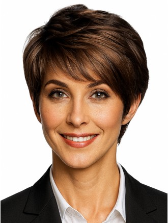 Wholesale Brazilian Remy Short Wavy Pixie Wig for African American Women – 9 Inch Capless Wig with Bangs