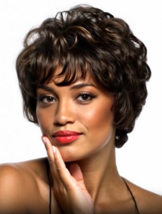 Wholesale Brown Cropped Curly Capless Wigs – Short Synthetic Wigs for African American Women