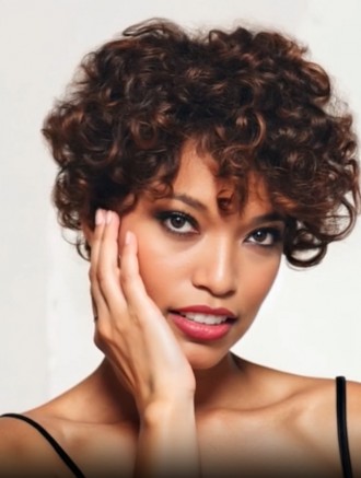 Wholesale 10 Inch Auburn Curly Monofilament Wig – Remy Human Hair Capless for Black Women