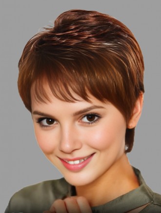 Wholesale Auburn Wavy Pixie Cut Wigs – 4 Inch Short Synthetic Capless Wigs for Women