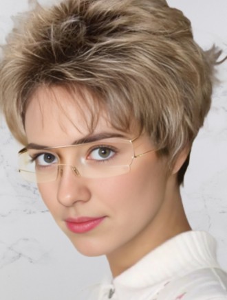Wholesale Ombre Two Tone Boycuts Straight 3 Inch Cropped Synthetic Wigs for Women