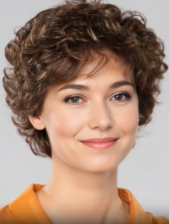 Wholesale 8 Inch Curly Brown Synthetic Lace Front Wigs – Capless Short Style