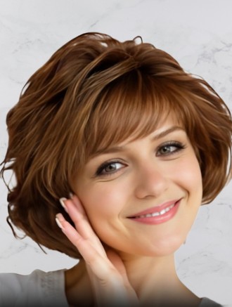 Wholesale Short Brown Wavy Synthetic Bob Wigs – Heat Friendly Capless UK Style