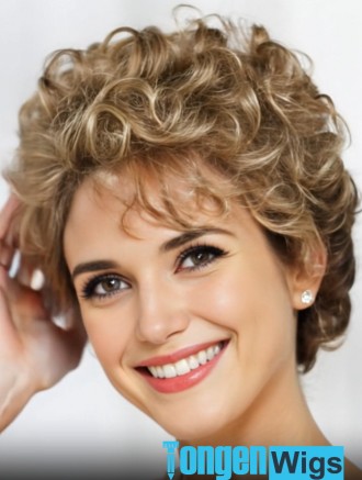 Wholesale 8 Inch Short Curly Blonde Wig – Hand-Tied Monofilament Top for Women