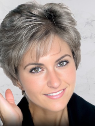 Wholesale Short Grey Synthetic Pixie Wigs – Capless Monofilament Top for Women