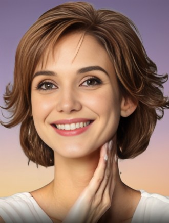 Wholesale Auburn Layered Wavy Synthetic Wigs – 10 Inch Glueless Lace Front Mono Part