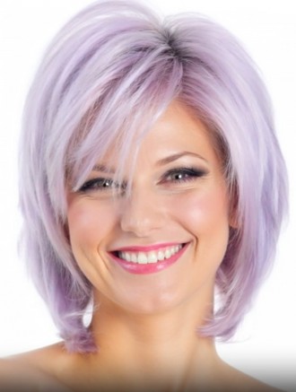Wholesale Capless Straight Lilac Bob Wig – 8 Inch Synthetic Short Hair for Daily Wear