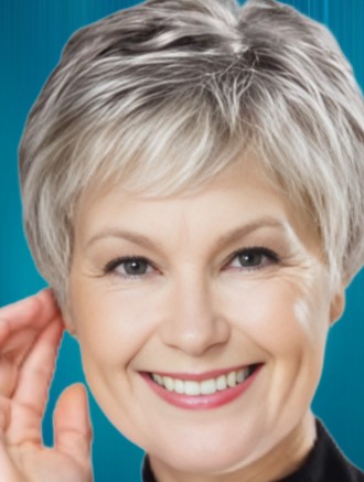 Wholesale Lace Front Cropped Straight 4 Inch Grey Hair Wigs - Stylish Synthetic Wigs