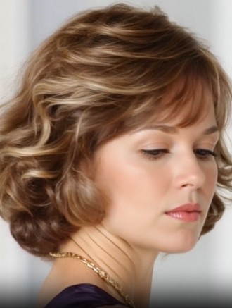 Wholesale Chin Length Brown Synthetic Lace Front Wig with Bangs – Heat Friendly Monofilament