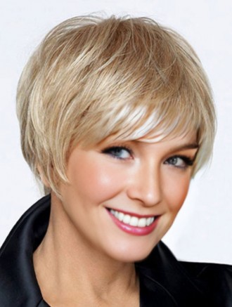 Wholesale Blonde Short Straight Lace Front Boycut Wig – 9 Inch Heat Friendly Synthetic Hair