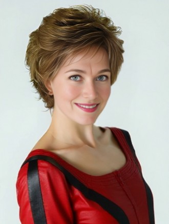 Wholesale Short Blonde Layered Cut Wig – Heat Friendly Synthetic Monofilament Lace Front