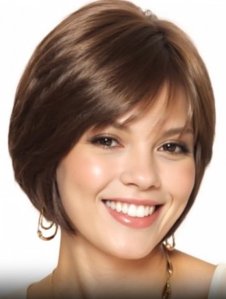 Wholesale Short Brown Bob Wig – 10 Inch Straight Petite Synthetic Lace Front Mono Top