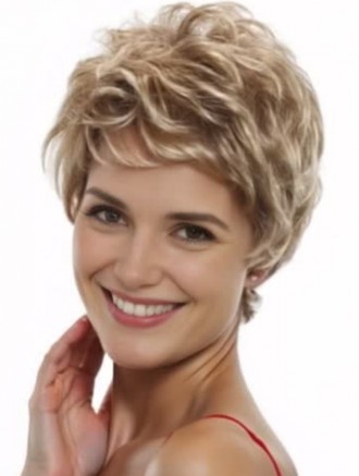 Wholesale Blonde 5 Inch Boycut Wig – Hand-tied Monofilament Top, Lace Front Synthetic Wig