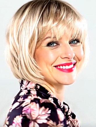 Wholesale 10 Inch Platinum Blonde Short Bob Wig – Monofilament Crown Synthetic Straight Layered