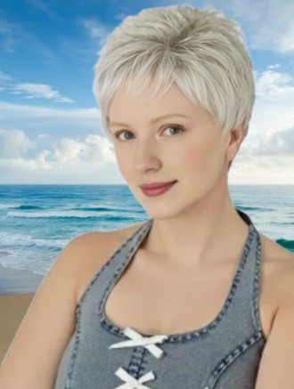 Wholesale Grey Synthetic Wig – 4 Inch Straight Mono Crown Lace Front Capless Inspired by Judi Dench