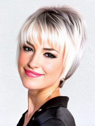 Wholesale Salt and Pepper Pixie Wigs – 6 Inch Short Straight Capless Synthetic Hair for Women