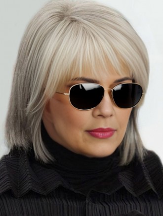 Wholesale High Quality Grey Straight Chin Length Synthetic Wigs – Capless Design