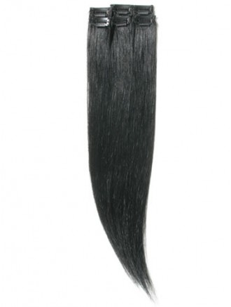 Amazing Black Straight Remy Clip-In Highlight Extensions – 18″ 6-Piece Set Wholesale