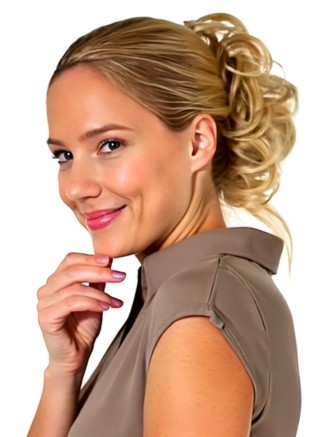 Wholesale Blonde Bun Hairpiece Scrunchie Style with Curls