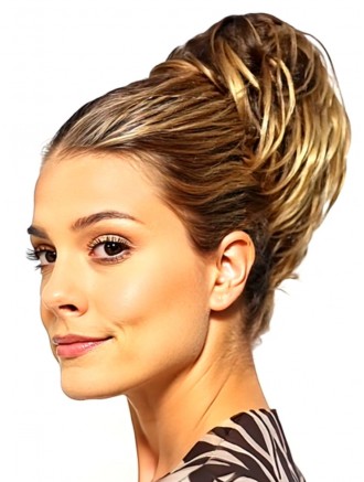 Wholesale Short Blonde Clip-On Synthetic Hairpiece – Straight 5 Inch