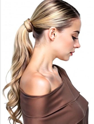 Wholesale Cheapest Wavy Blonde Synthetic Clip In Ponytail Hairpieces