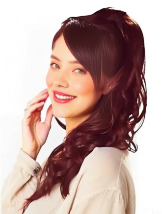 Wholesale Soft Curly Auburn Synthetic Ponytail Extensions