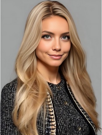 Wholesale 24" Long Wavy Blonde Remy Human Hair Wig – Hand-Tied Monofilament Top & Lace Front