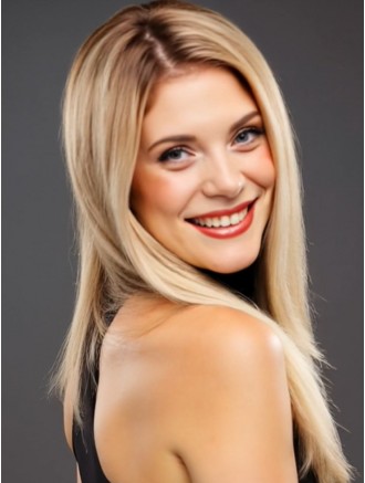 Wholesale Platinum Blonde Straight 18 Inch Human Hair Wig – Remy 100% Hand-Tied Lace Front Wig for Salons & Retailers