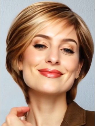 Wholesale Ombre 8 Inch Layered Straight Real Human Hair Wig – 100% Hand-Tied Monofilament