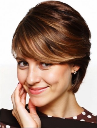 Wholesale 8 Inch Auburn Straight Real Hair Wigs with Bangs – Mono Top Lace Front Capless