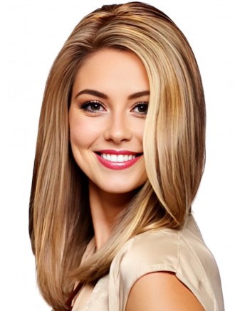 Wholesale 16 Inch Long Straight Blonde Remy Human Hair Wigs with Monofilament Top and Lace Front