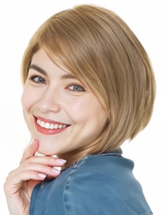 Wholesale 10" Short Blonde Bob Wig – 100% Hand-Tied Straight Remy Human Hair with Lace Front