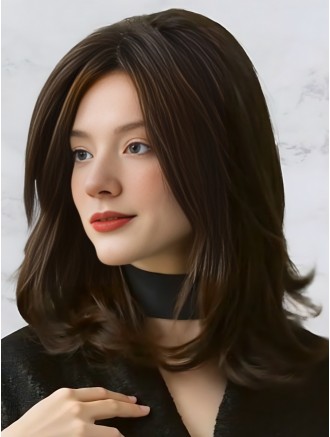12" Wavy Layered Remy Human Hair Wig – Mono Top 100% Hand Tied Wholesale Wigs